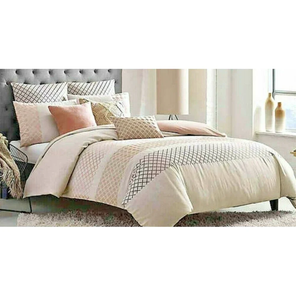 KAS Room Twin Duvet Cover Nola Blush Dorm Kids Room 100% Cotton 68 x 90